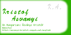 kristof asvanyi business card