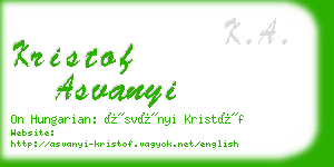 kristof asvanyi business card